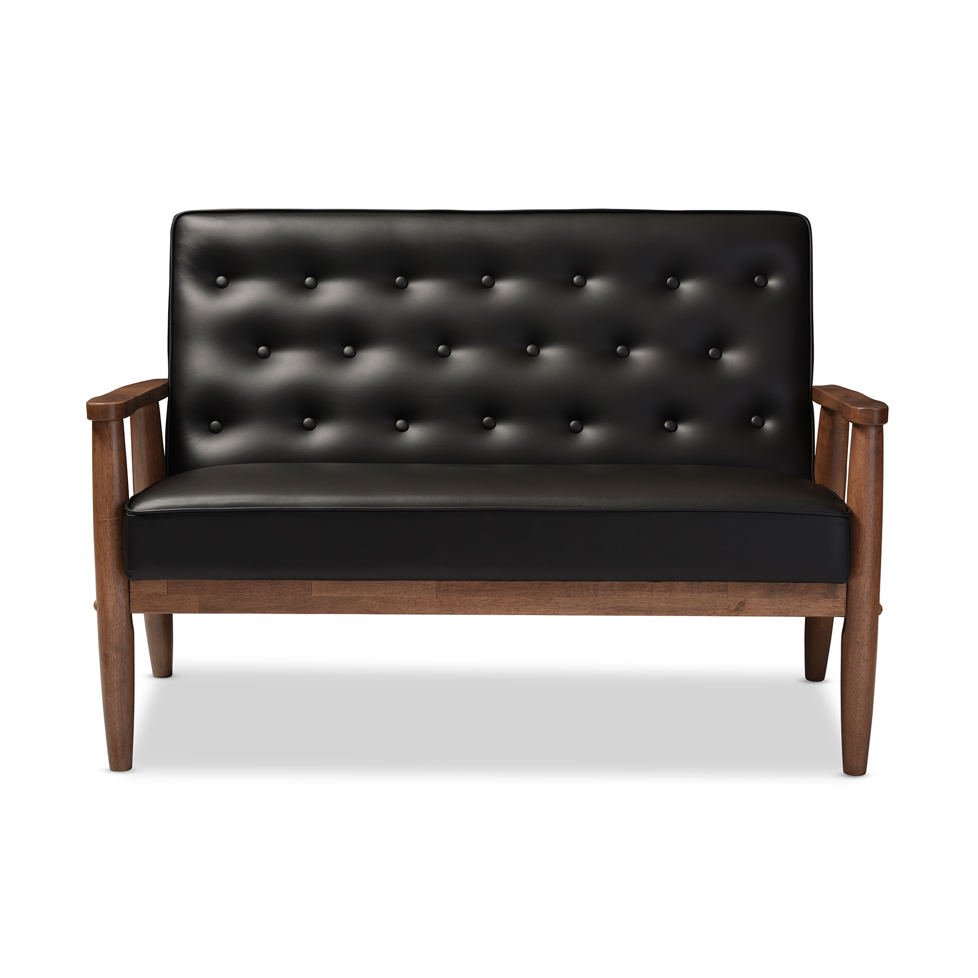 Modern black deals leather loveseat